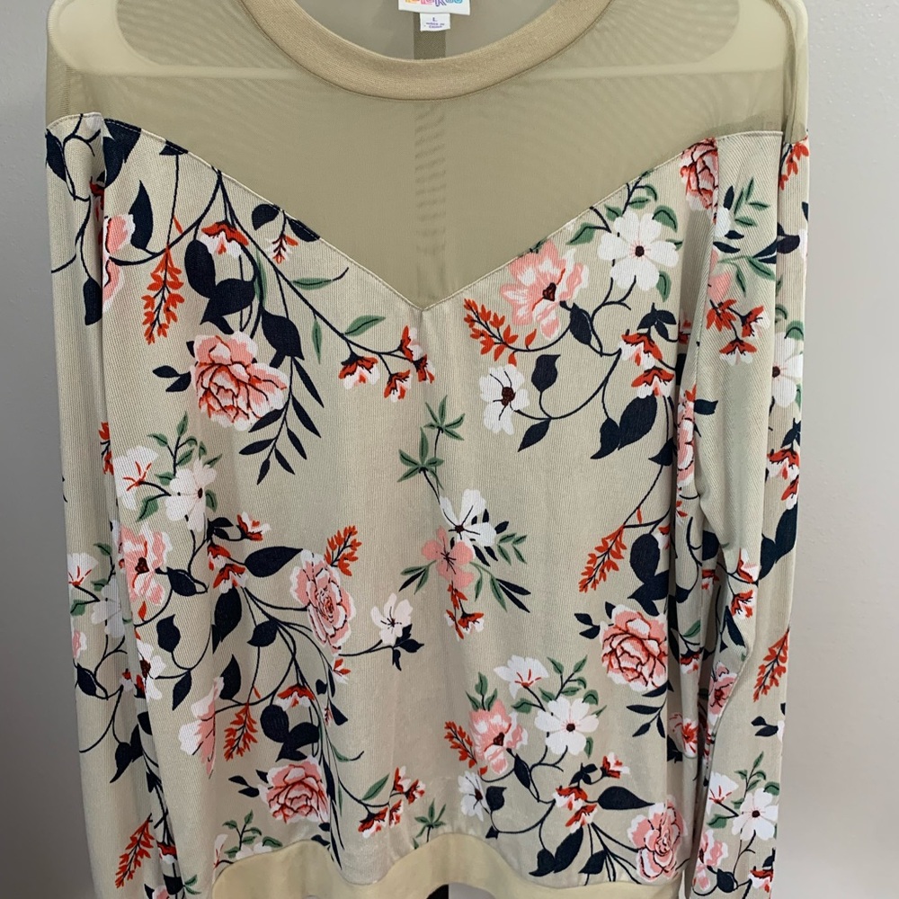 Lula Roe Floral & Mesh Top - Picture 6 of 16